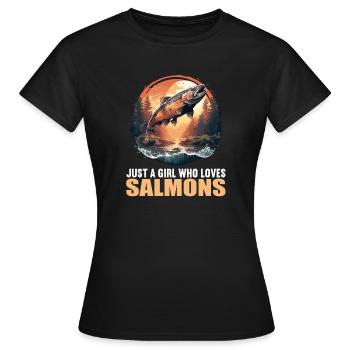 Saumon Saumon - T-shirt Femme - noir - Devant - AI Model Female 172 dark (172cm)