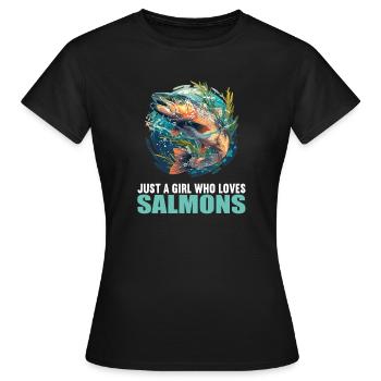 Saumon Saumon - T-shirt Femme - noir - Devant - AI Model Female 172 dark (172cm)