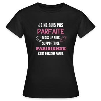 Supportrice Rugby Parisienne Humour - T-shirt Femme - noir - Devant - AI Model Female 172 dark (172cm)