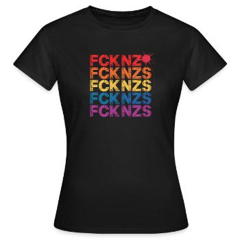 FCK NZS - Antifa Tee - Frauen T-Shirt - Schwarz - Vorne - AI Model Female 172 dark (172cm)