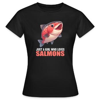 Saumon Saumon - T-shirt Femme - noir - Devant - AI Model Female 172 dark (172cm)