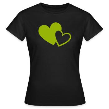Cœur vert motif de cœurs verts - T-shirt Femme - noir - Devant - AI Model Female 172 dark (172cm)