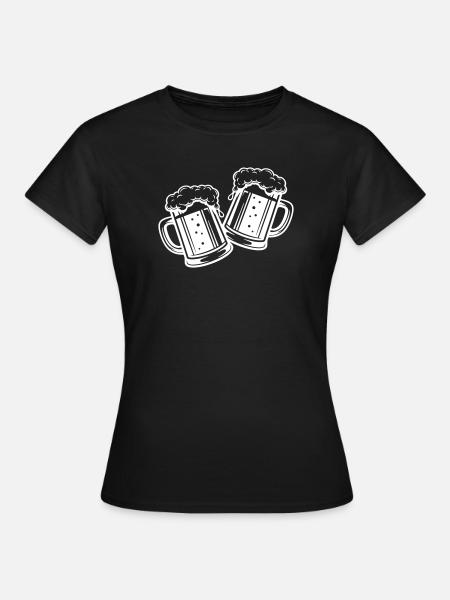 Bierglas Bier Anstossen - Frauen T-Shirt - Schwarz