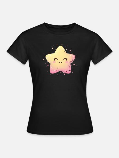 Pastellstern Kawaii Glanz - Frauen T-Shirt - Schwarz