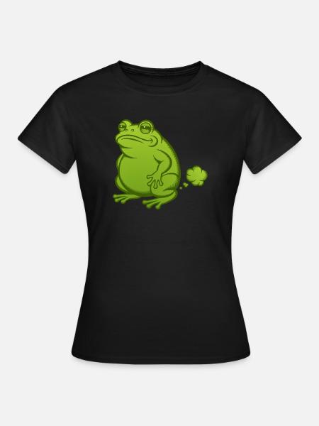 Furzender Frosch Pups Furz pupsen Kröte furzen  - Frauen T-Shirt - Schwarz