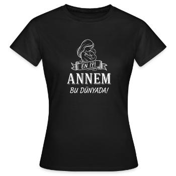 Best Mom in the World - Mother & Child Illustration - Women's T-Shirt - black - Front - AI Model Female 172 dark (172cm)