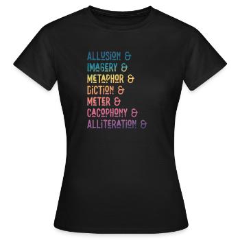 Literary Devices Rainbow Montage - Women's T-Shirt - black - Front - AI Model Female 172 dark (172cm)