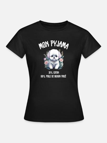 Lustiger Hund Bichon-Schlafanzug - Frauen T-Shirt - Schwarz