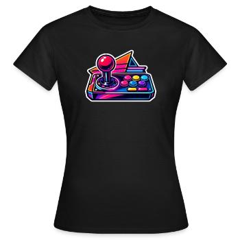 Joystick Arcade Néon Rétro - T-shirt Femme - noir - Devant - AI Model Female 172 dark (172cm)
