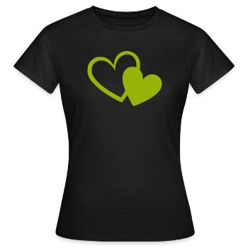 Cœur vert motif de cœurs verts - T-shirt Femme - noir - Devant - AI Model Female 172 dark (172cm)