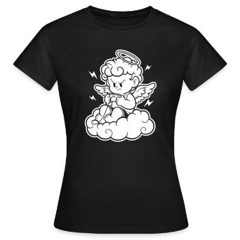 Rage Gaming Cherub – Wütender Engel zockt - Frauen T-Shirt - Schwarz - Vorne - AI Model Female 172 dark (172cm)