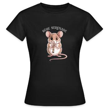 Flûte à bec - École de musique Sweet Serenade Mouse - T-shirt Femme - noir - Devant - AI Model Female 172 dark (172cm)