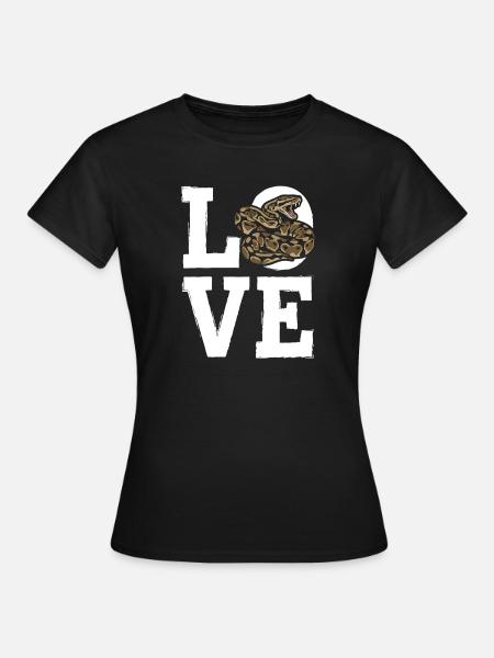 Königspython Schlangen LOVE Terrarium Python - Frauen T-Shirt - Schwarz