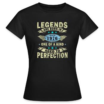März 1976 Jubiläum 1976 Legenden März - Frauen T-Shirt - Schwarz - Vorne - AI Model Female 172 dark (172cm)