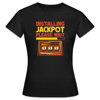 Fan de jeux d’argent installant le jackpot, veuillez patienter Casino - T-shirt Femme - noir - Devant - AI Model Female 172 dark (172cm)