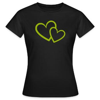 Cœur vert motif de cœurs verts - T-shirt Femme - noir - Devant - AI Model Female 172 dark (172cm)