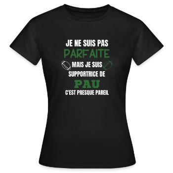 Supportrice Pau Humour Rugby - T-shirt Femme - noir - Devant - AI Model Female 172 dark (172cm)