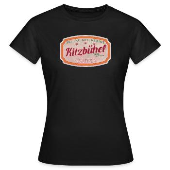Alpine Vintage Label Kitzbühel Austria - T-shirt Femme - noir - Devant - AI Model Female 172 dark (172cm)