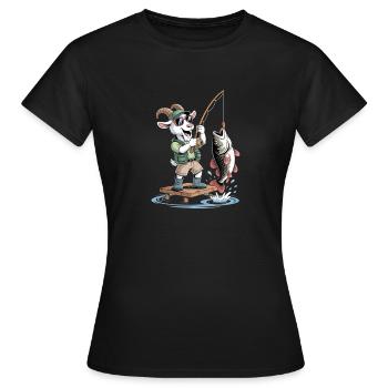 Chèvre de pêche amusante avec une grosse prise de poisson - T-shirt Femme - noir - Devant - AI Model Female 172 dark (172cm)