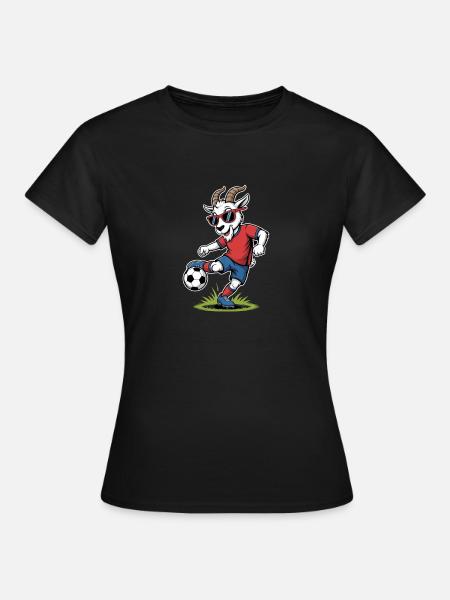 Coole Fußball Ziege mit Sonnenbrille - Dame-T-shirt - sort
