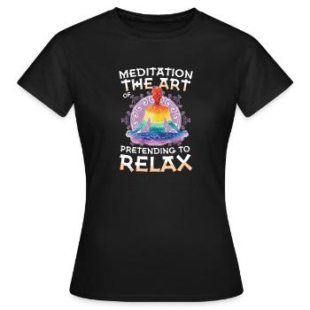 Méditation : L’art de faire semblant de se détendre Yoga - T-shirt Femme - noir - Devant - AI Model Female 172 dark (172cm)