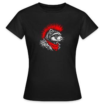 Punk Ferret – rebellischer Stil mit einer Kralle - Frauen T-Shirt - Schwarz - Vorne - AI Model Female 172 dark (172cm)