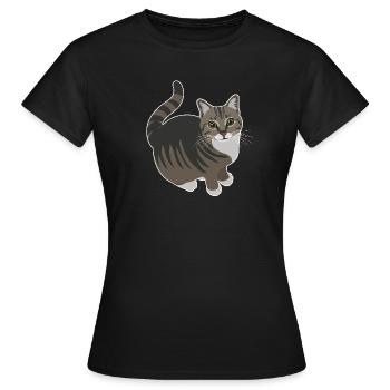 getigerte Katze mit weißen Pfoten - Frauen T-Shirt - Schwarz - Vorne - AI Model Female 172 dark (172cm)