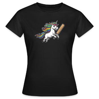 Unicorn cricket with colorful rainbow mane - Women's T-Shirt - black - Front - AI Model Female 172 dark (172cm)