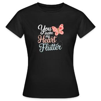 You Make My Heart Flutter Romantic - Women's T-Shirt - black - Front - AI Model Female 172 dark (172cm)