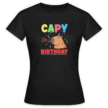 Capy Geburtstag Capybaras Cute Funny Tier - Frauen T-Shirt - Schwarz - Vorne - AI Model Female 172 dark (172cm)