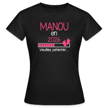 Manou in 2026 Gift Announcement Future Grandma - Women's T-Shirt - black - Front - AI Model Female 172 dark (172cm)