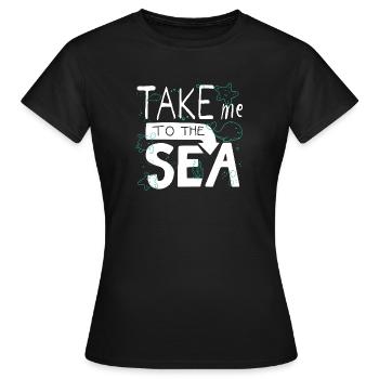 Emmène-moi à la mer – Gribouillage Sea Saying - T-shirt Femme - noir - Devant - AI Model Female 172 dark (172cm)