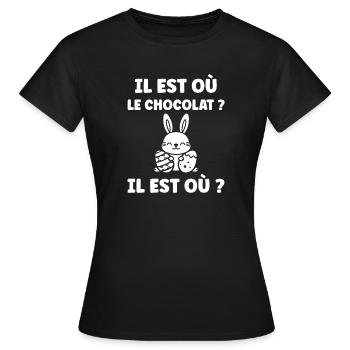 Where is the chocolate - Women's T-Shirt - black - Front - AI Model Female 172 dark (172cm)