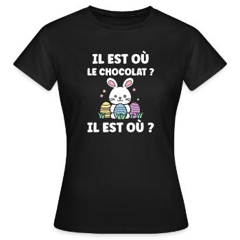 Where is the chocolate - Women's T-Shirt - black - Front - AI Model Female 172 dark (172cm)
