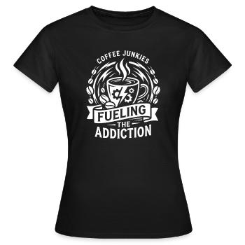Kaffeejunkies – Alimenter l’addiction - T-shirt Femme - noir - Devant - AI Model Female 172 dark (172cm)