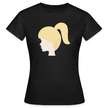 Poupée jouet à queue de cheval blonde - T-shirt Femme - noir - Devant - AI Model Female 172 dark (172cm)