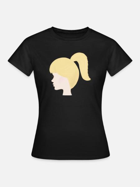 Blonde Ponytail Portrait Doll Toy Doll - Women's T-Shirt - black