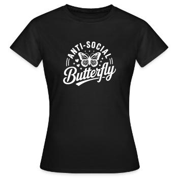 Antisoziales Schmetterlingslogo - Frauen T-Shirt - Schwarz - Vorne - AI Model Female 172 dark (172cm)