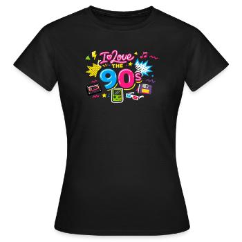 années quatre-vingt-dix - T-shirt Femme - noir - Devant - AI Model Female 172 dark (172cm)