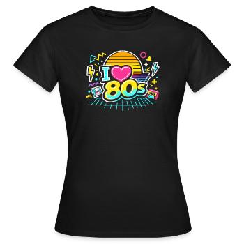 Les années 80 J’adore les années 80 - T-shirt Femme - noir - Devant - AI Model Female 172 dark (172cm)