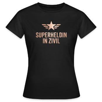 Super-héroïne en costume de super-héros civil - T-shirt Femme - noir - Devant - AI Model Female 172 dark (172cm)