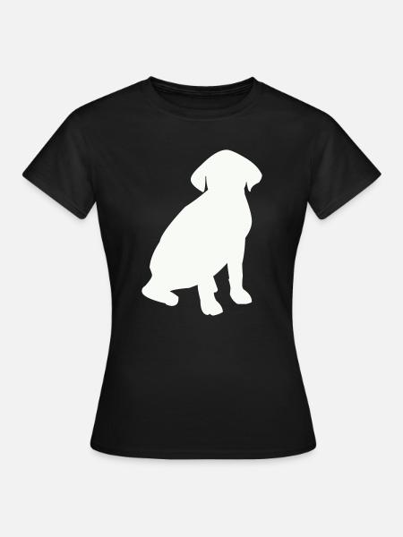 Sitzender Hund Silhouette - Frauen T-Shirt - Schwarz