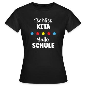 Adieu Kita, bonjour école, adieu maternelle, - T-shirt Femme - noir - Devant - AI Model Female 172 dark (172cm)