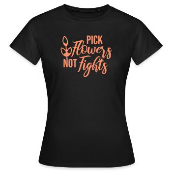 Cueillez des fleurs, pas des disputes, fleurs Paix Logo drôle - T-shirt Femme - noir - Devant - AI Model Female 172 dark (172cm)