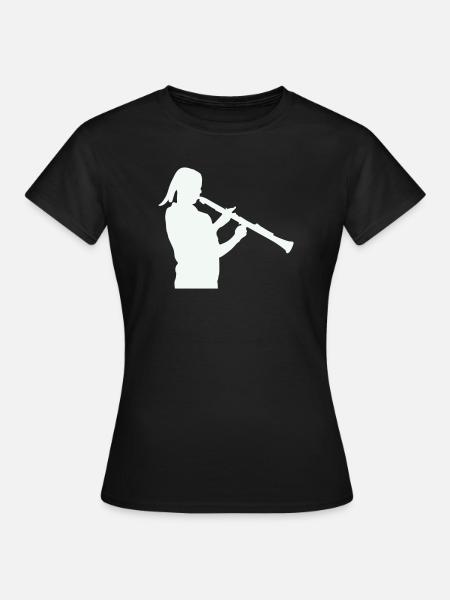 Silhouette mit Klarinette - Frauen T-Shirt - Schwarz