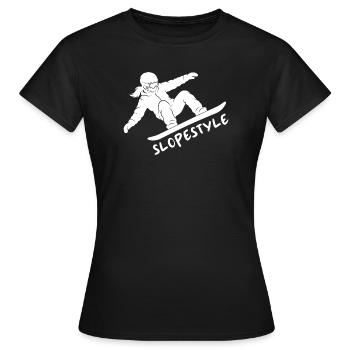 Slopestyle Snowboard Action Geschenk - Frauen T-Shirt - Schwarz - Vorne - AI Model Female 172 dark (172cm)