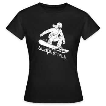 Slopestyle Snowboard Action Geschenk - Frauen T-Shirt - Schwarz - Vorne - AI Model Female 172 dark (172cm)