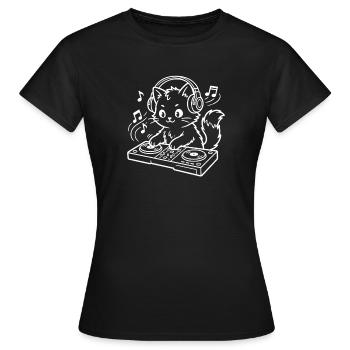 DJ Kawaii Cat - T-shirt Femme - noir - Devant - AI Model Female 172 dark (172cm)