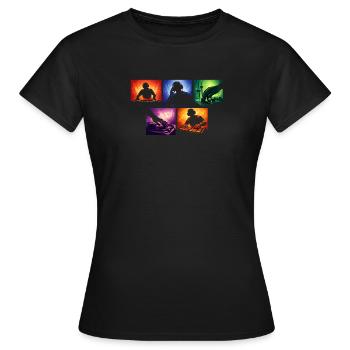 Schallwellen DJ-Set Farbexplosion - Frauen T-Shirt - Schwarz - Vorne - AI Model Female 172 dark (172cm)