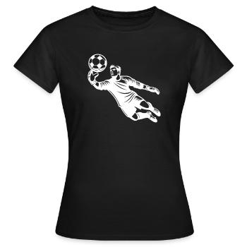 Fußballtorwart bei einer Glanzparade im Sprung - Frauen T-Shirt - Schwarz - Vorne - AI Model Female 172 dark (172cm)